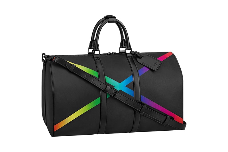 Louis Vuitton Virgil Abloh Rainbow x and Black Taiga Keepall 50 Bandoulière Black Hardware, 2019 (Like New), Handbag