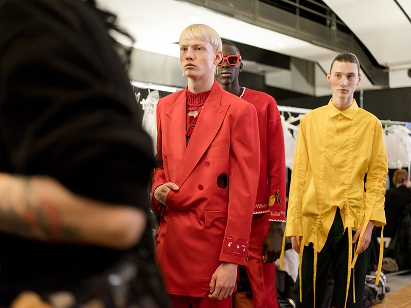 Backstage at Off-White Men's Fall 2020 Show During Paris Fashion